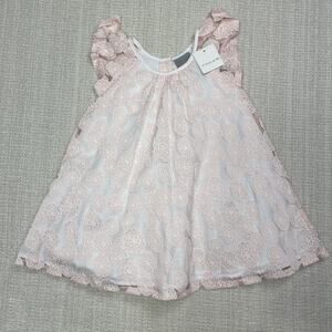Tahari Girls Baby Toddler Size 24m Dress Pink and White Floral Lace‎ NEW